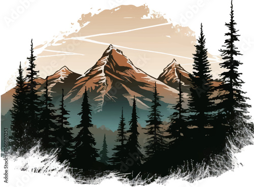 landscape with mountains and snow