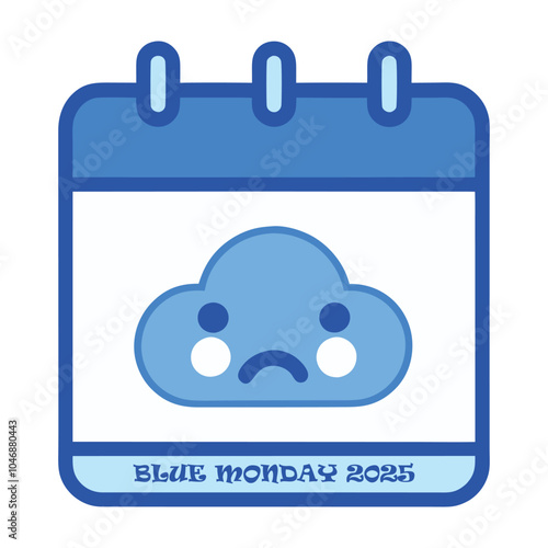  A cute, cartoon illustration of a sad cloud crying above a calendar marking Blue Monday 2025
