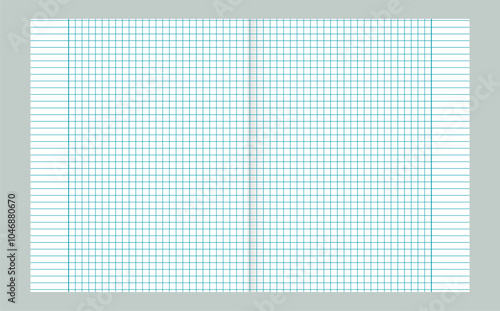 Graph paper. Printable lined and squared grid paper with color lines. Geometric background for school, textures, notebook, diary. Copy space blank