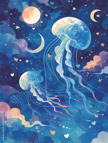 moon and jellyfish