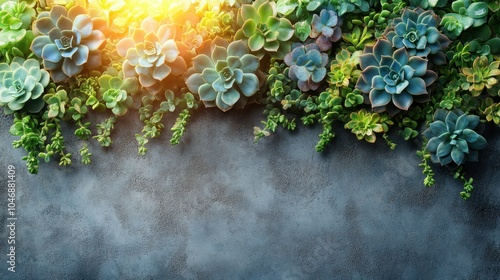 Succulents on Grey Background