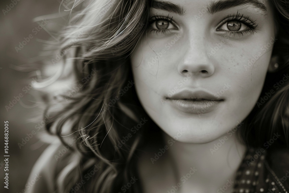 Generative AI image of woman in style of black white cinema old fashioned movie Generative AI image of woman in style of black white cinema old fashioned movie