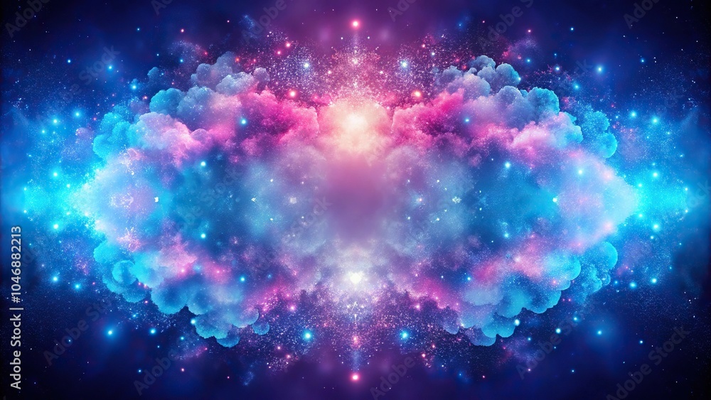 Symmetrical cloud of pink and blue with sparkling accents Symmetrical cloud of pink and blue with sparkling accents