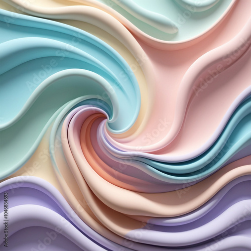 Colorful wavy swirly texture Abstract fluid art stily Pastel background 3d Paint  Style Light Ethereal environment with cloth Elegant flow of soft pastel waves gradient light smooth edges Elegant flow
