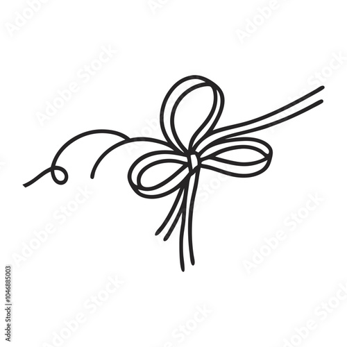 Gift bow ribbon decoration ornament. Line style icon vector illustration 
