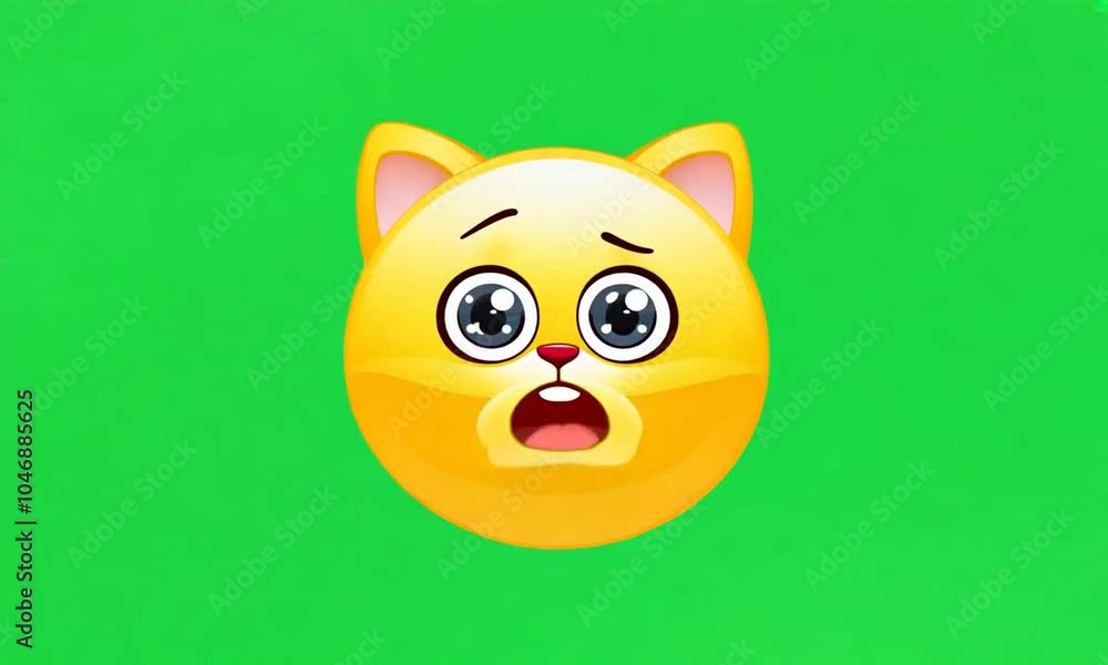 Animation shocked Cat, green screen