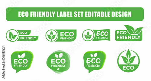 Eco friendly label icon set editable vector