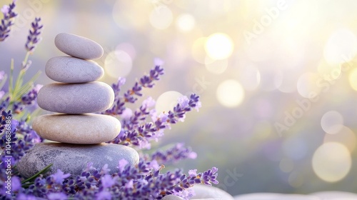 A still life arrangement with stones and lavender for a spa