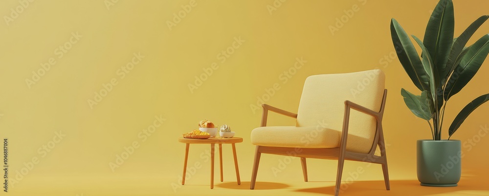 Fototapeta premium Yellow Living Room.