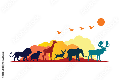  a visual that represents the extinction of various species due to climate change vector art