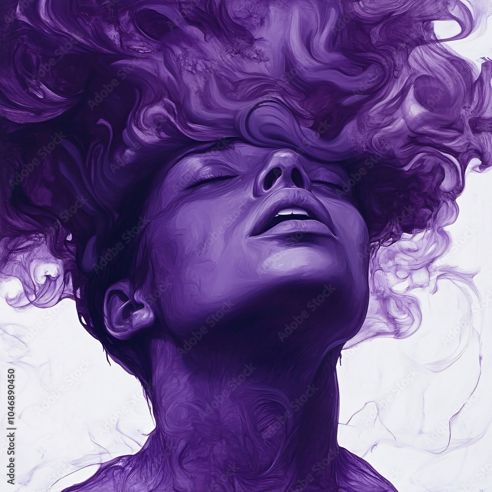 Fototapeta premium Ethereal Beauty in Purple: A Captivating Portrait of Serenity