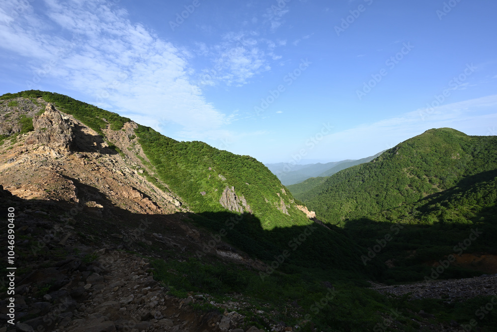 Climbing mountain ridge, Nasu, Tochigi, Japan Climbing mountain ridge, Nasu, Tochigi, Japan