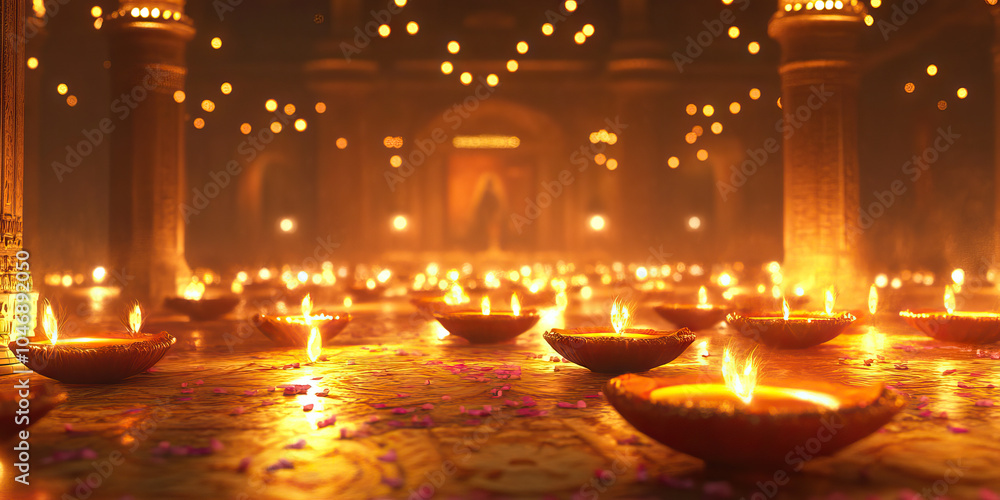 Obraz premium Candle Indian Festive Spirit: Turmeric, Marigolds, and Happiness