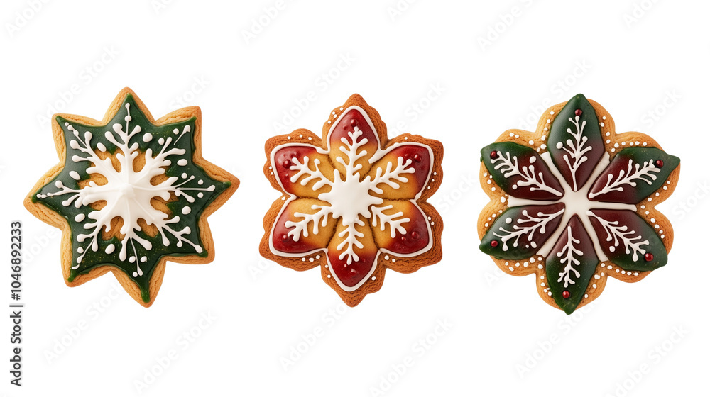 3 Christmas cookies isolated on a white background 3 Christmas cookies isolated on a white background