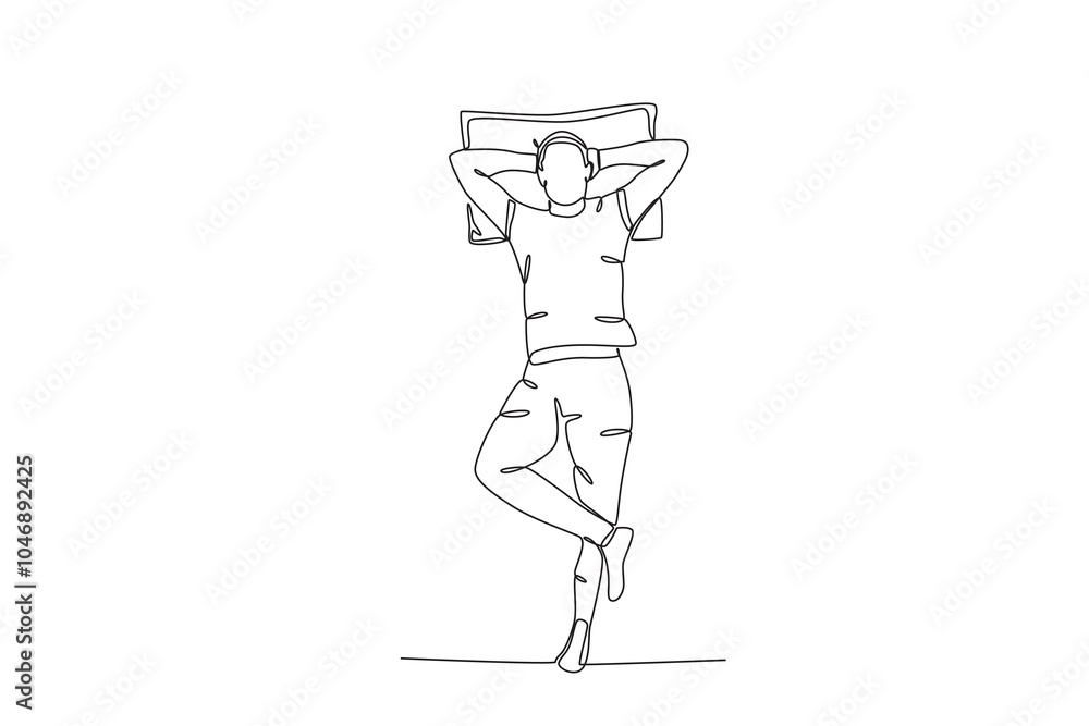 Single one line drawing young Happy woman lying with pillow. Continuous line draw design graphic vector illustration
Single one line drawing young Happy woman lying with pillow. Continuous line draw design graphic vector illustration