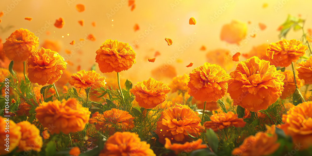 Fototapeta premium Bowl Indian Festive Spirit: Turmeric, Marigolds, and Happiness