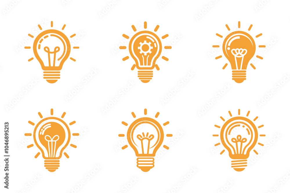 Idea icon bundle set in silhouette style vector design Idea icon bundle set in silhouette style vector design
