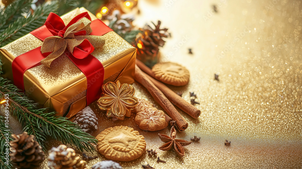 Christmas Gift with Festive Decor and Cookies Christmas Gift with Festive Decor and Cookies