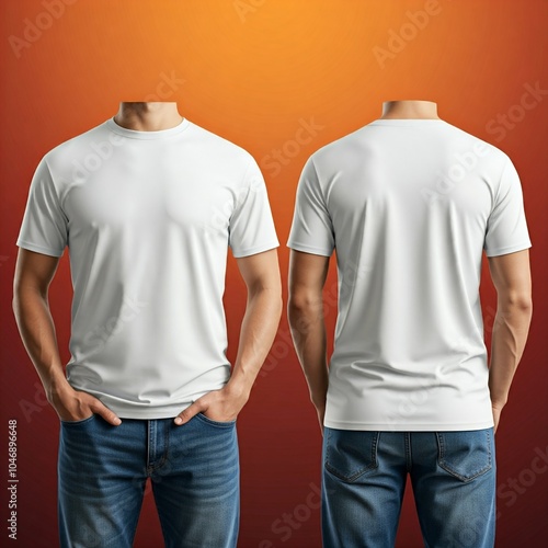 a man wearing white t-shirt for mockup design