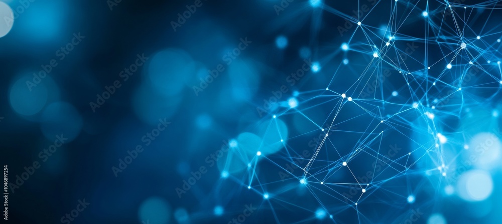 Abstract Blue Background, Futuristic Network Connection Lines and Dots, Digital Technology Abstract Blue Background, Futuristic Network Connection Lines and Dots, Digital Technology