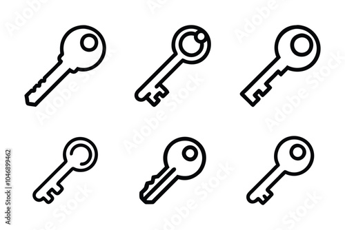 Key icon bundle set in creative silhouette style vector