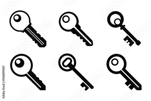 Key icon bundle set in creative silhouette style vector