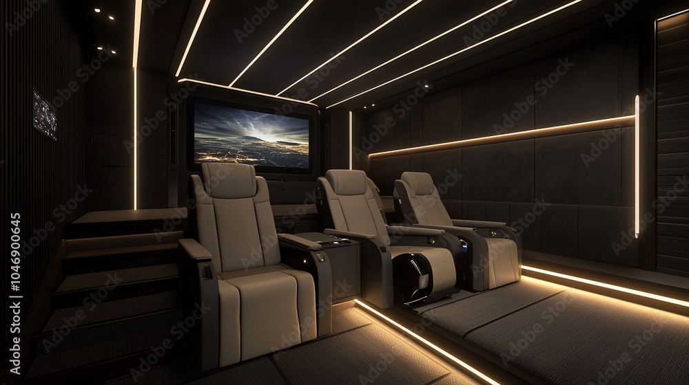 Fototapeta premium a modern home theater with a high-resolution LED