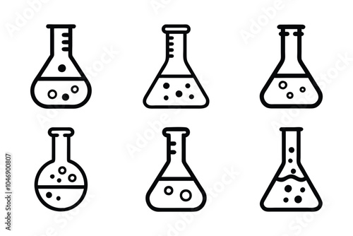 Laboratory Flask icon bundle set in silhouette style vector clip art
