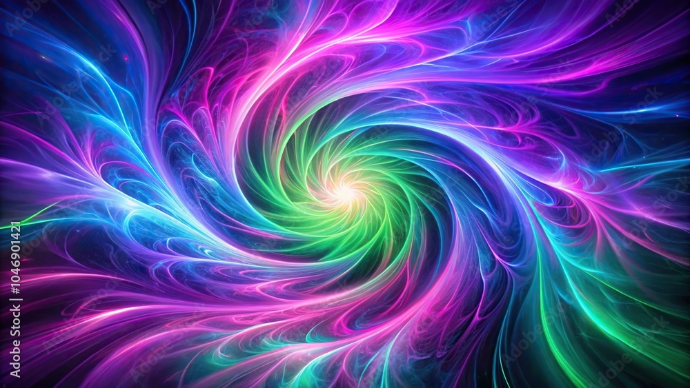 Fototapeta premium A vibrant, swirling vortex of purple and pink hues, with tendrils of neon green and blue that seem to pulse with an otherworldly energy, colorful, vibrant, neon patterns