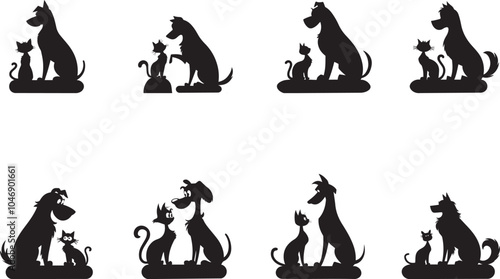 Funny Dog and Cat Vector Bundle - Playful Pet Illustrations for Vector, Cartoon, and Clipart Design