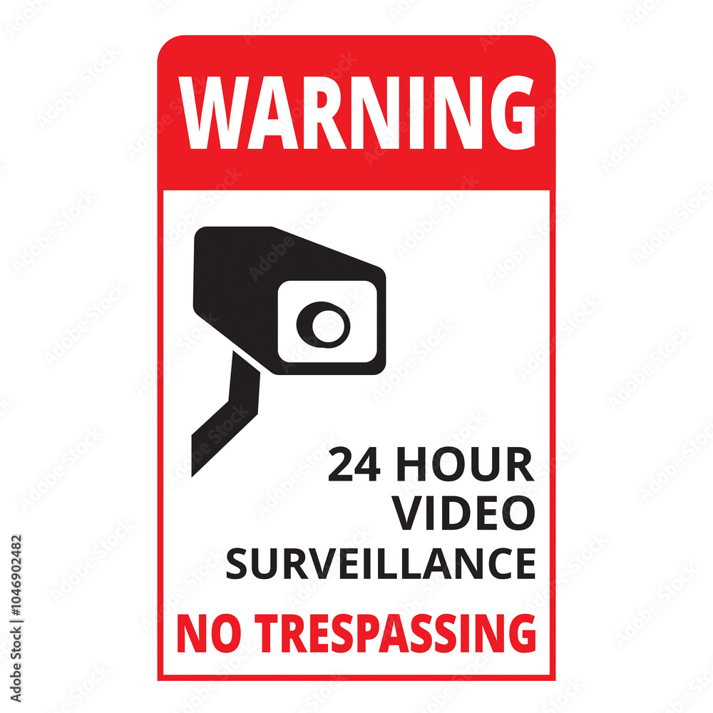 Naklejka premium 24 hour video surveillance banner on a white background