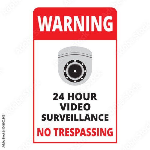 24 hour video surveillance banner on a white background