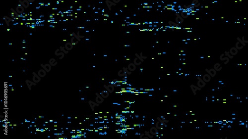 Abstract pixel retro 8bit glitch noise static, square black and green animated retro video game pixelated background, seamless looped vj pattern overlay texture