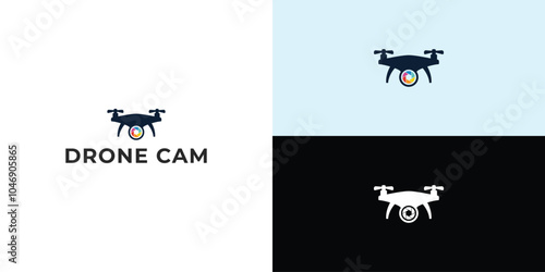 Drone Helicopter Camera Lens Photography logo. Drone with Camera Shutter or aperture logo.