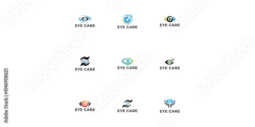Set of Eye Care Concept Logo Design Template, Eye Care logo design Vector, Icon Symbol