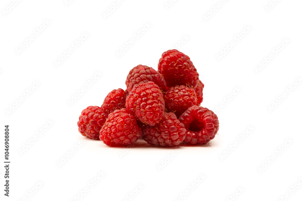 Tasty fresh raspberry isolated on a white background. Top view. Tasty fresh raspberry isolated on a white background. Top view.