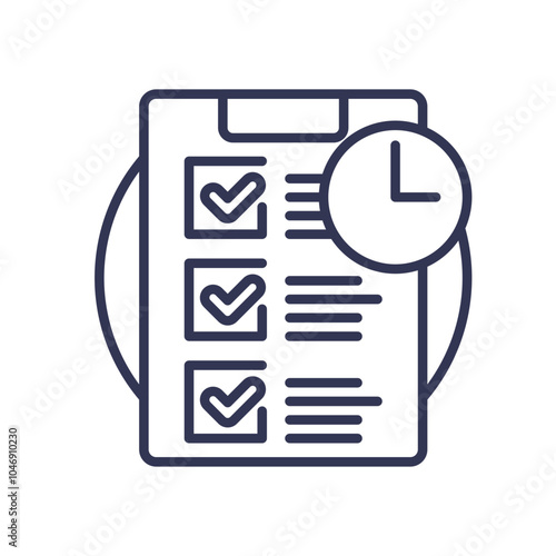 Checklist and clock symbolize organization and dependability.