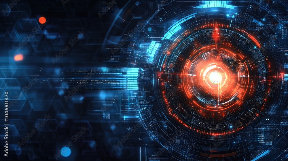 Obraz premium Abstract Futuristic Interface with Glowing Circles