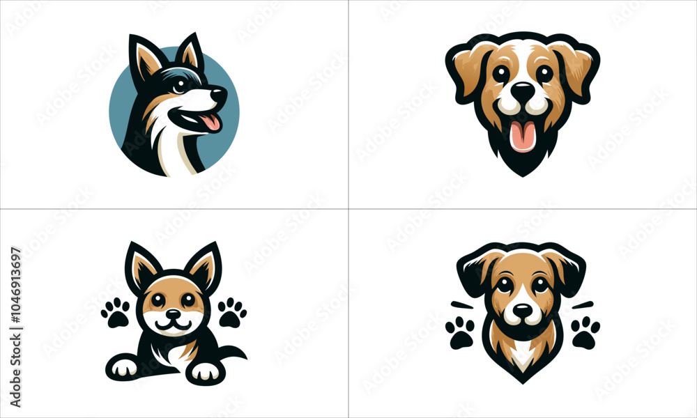 Obraz premium set of dogs logo