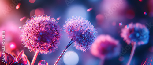 Closeup of a Vibrant Purple Dandelion in a Dreamy, Blurred Background, Blurred Backg