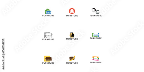 Furniture Logo. Interior Sofa Chair. Furnishing Interior Logo Design Template.