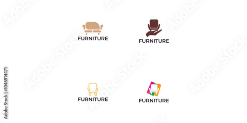 Furniture Logo. Interior Sofa Chair. Furnishing Interior Logo Design Template.