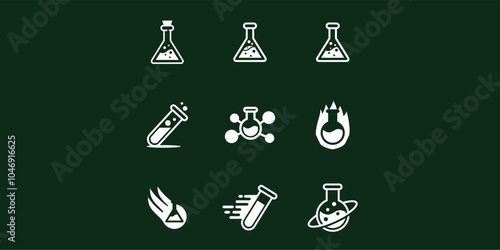 Set of Laboratory beaker logo. Lab flask logo.