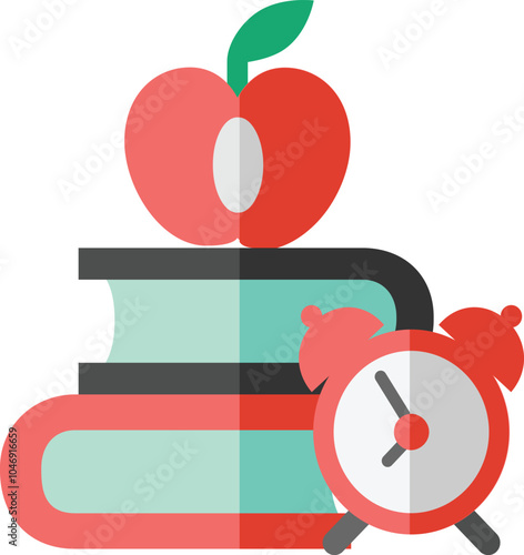 iCON VETTORIALE EDITABILE sveglia libro scuola contratto 