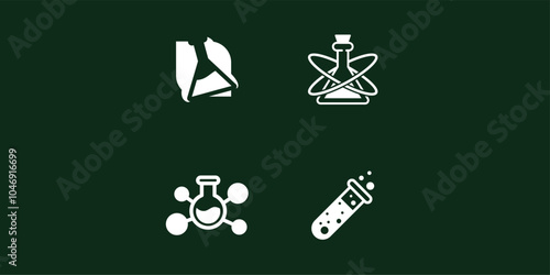 Set of Laboratory beaker logo. Lab flask logo.