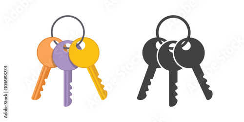 Key icon in flat style. Security vector illustration on isolated background. Door protection sign business concept.