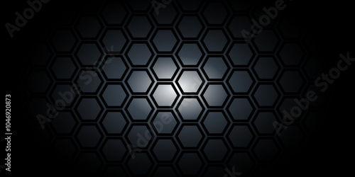 Abstract pattern with hexagonal grey and black technology line paper background. Surface polygon pattern with glowing hexagon paper texture and futuristic business.