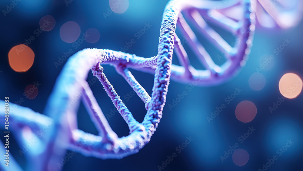 Highly Detailed DNA Double Helix in Classic Twisted Ladder Form Set Against a Soft Bokeh Blurred Background Highly Detailed DNA Double Helix in Classic Twisted Ladder Form Set Against a Soft Bokeh Blurred Background