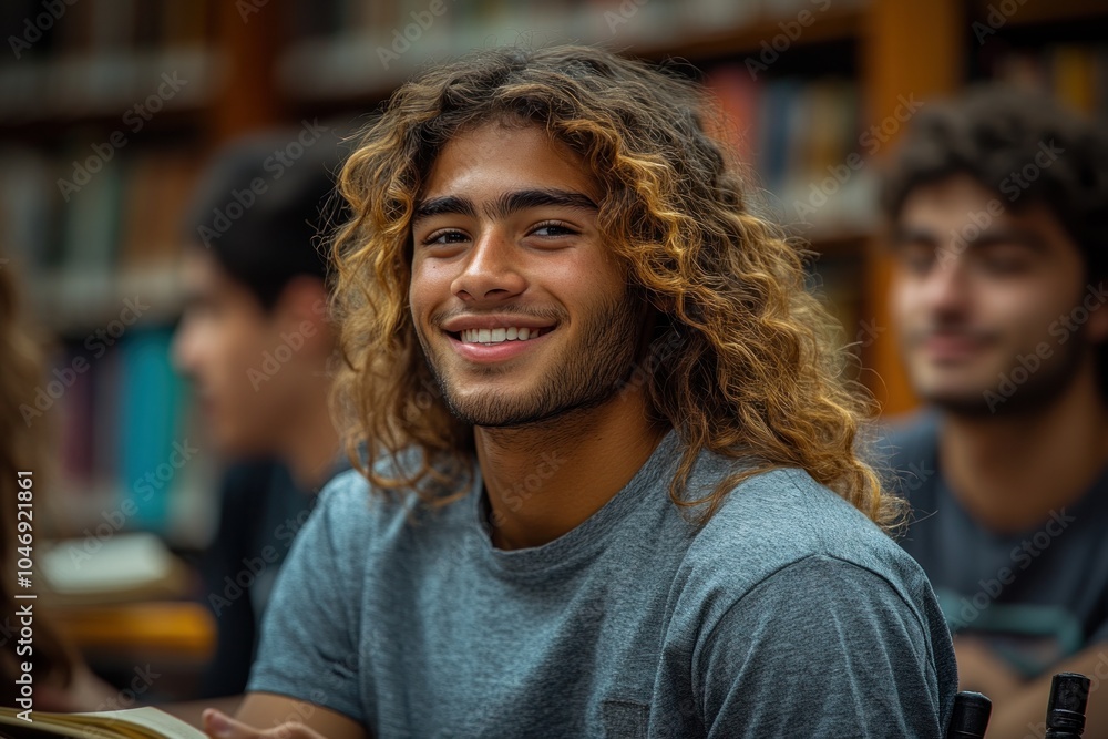 Smiling Student in Library Smiling Student in Library