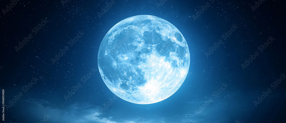 Fototapeta premium Full Moon in the Night Sky with Stars